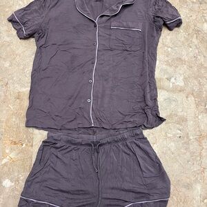 Auden Charcoal Pajama Set with White Trim